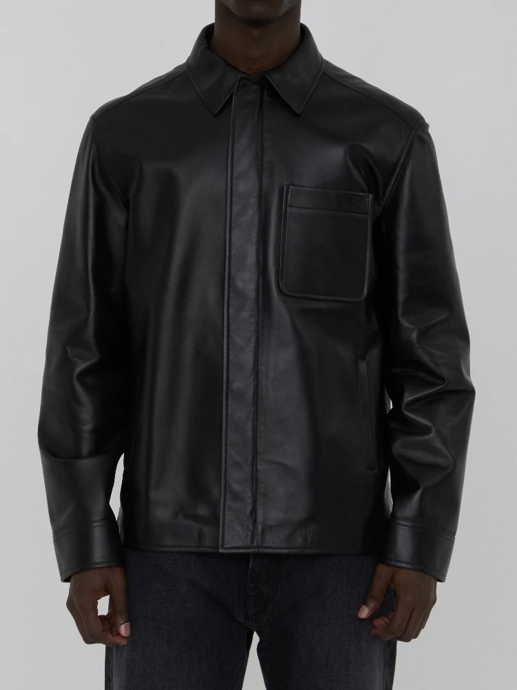 Overshirt in lambskin nappa