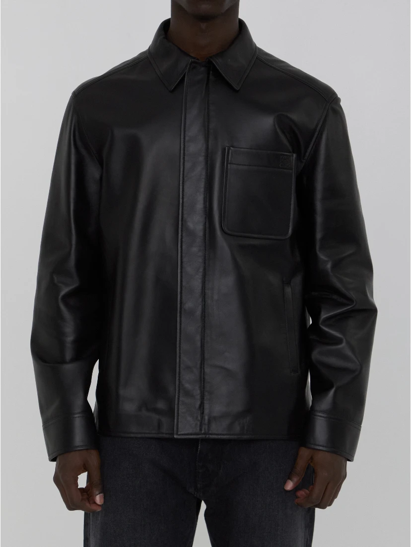 Overshirt in lambskin nappa