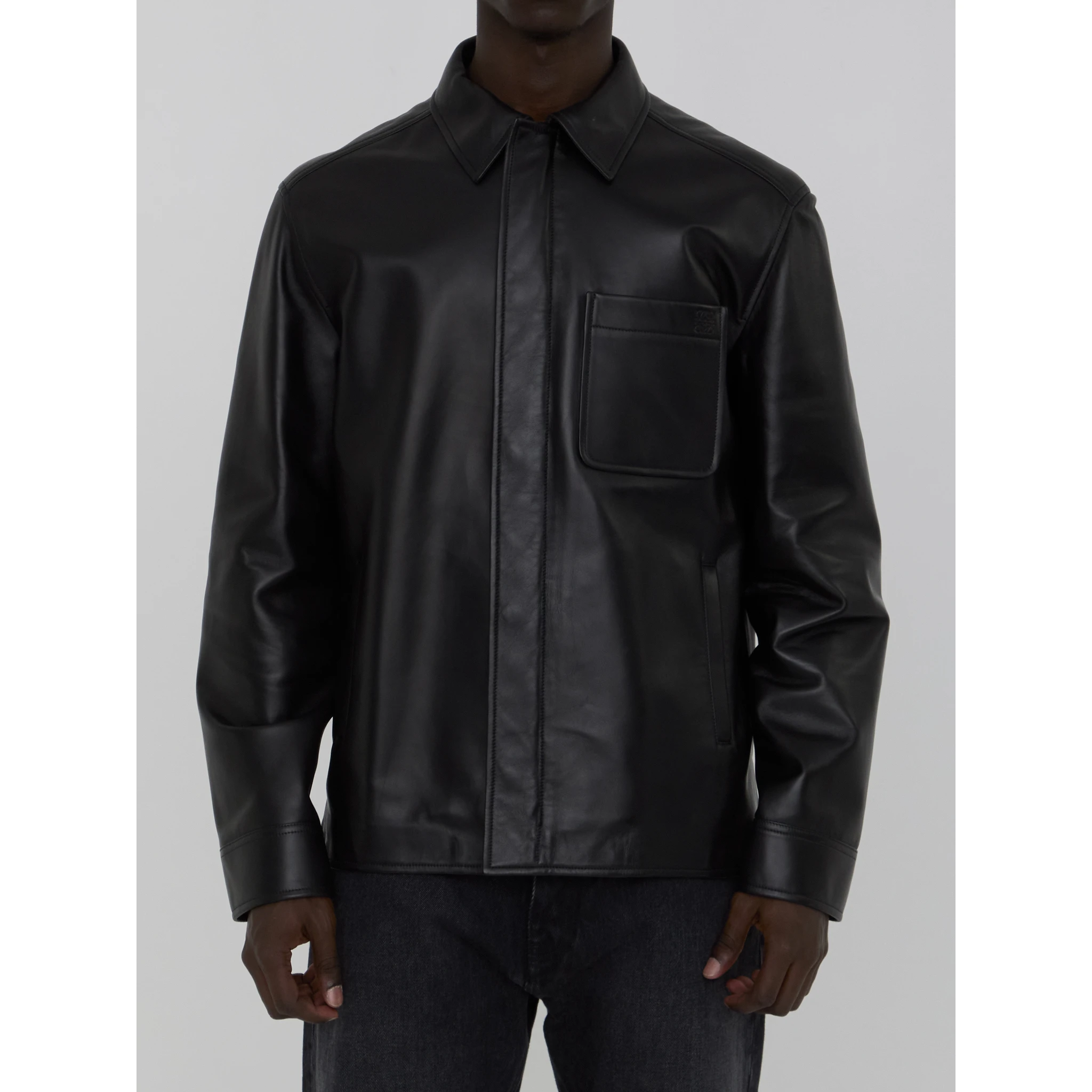 Overshirt in lambskin nappa