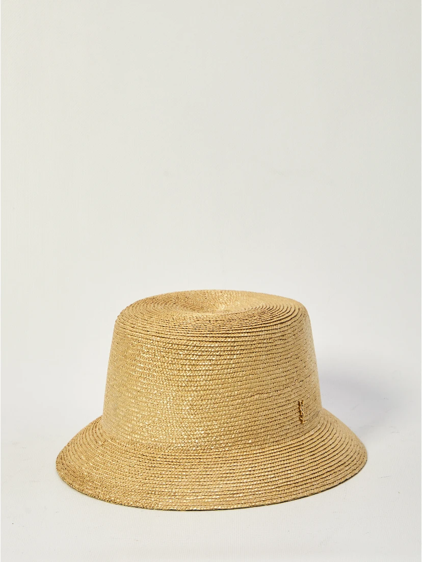 Woven straw fedora hat