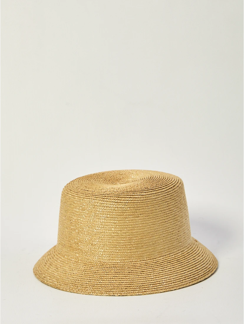 Woven straw fedora hat