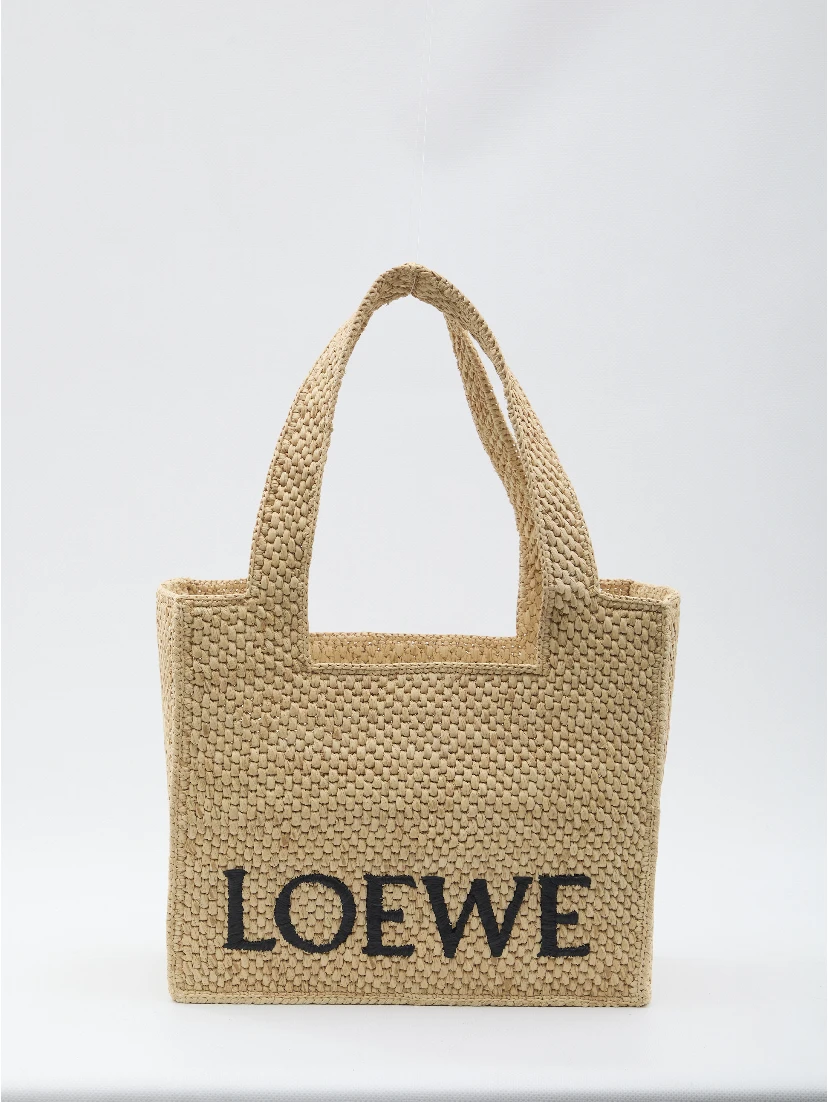 Tote bag in raffia medium