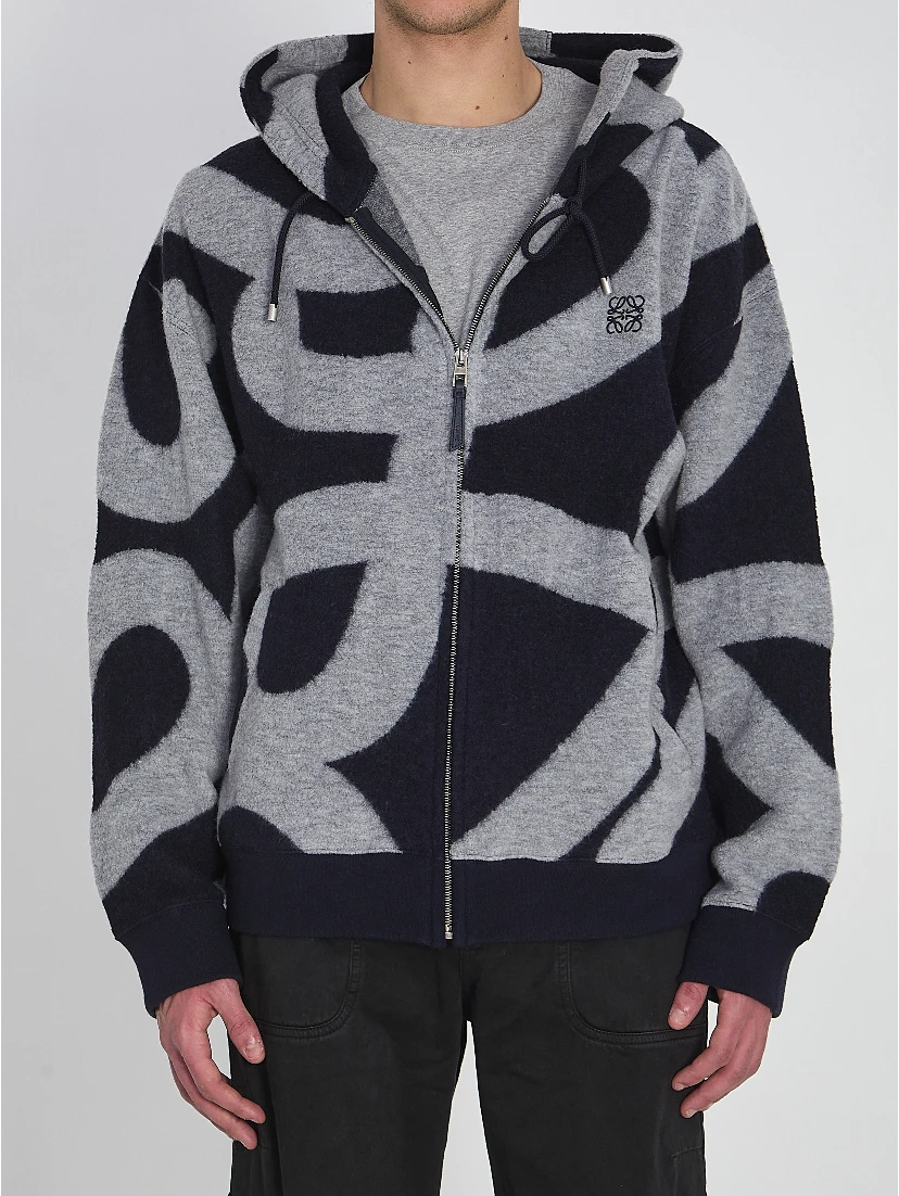 Wool and cotton hoodie