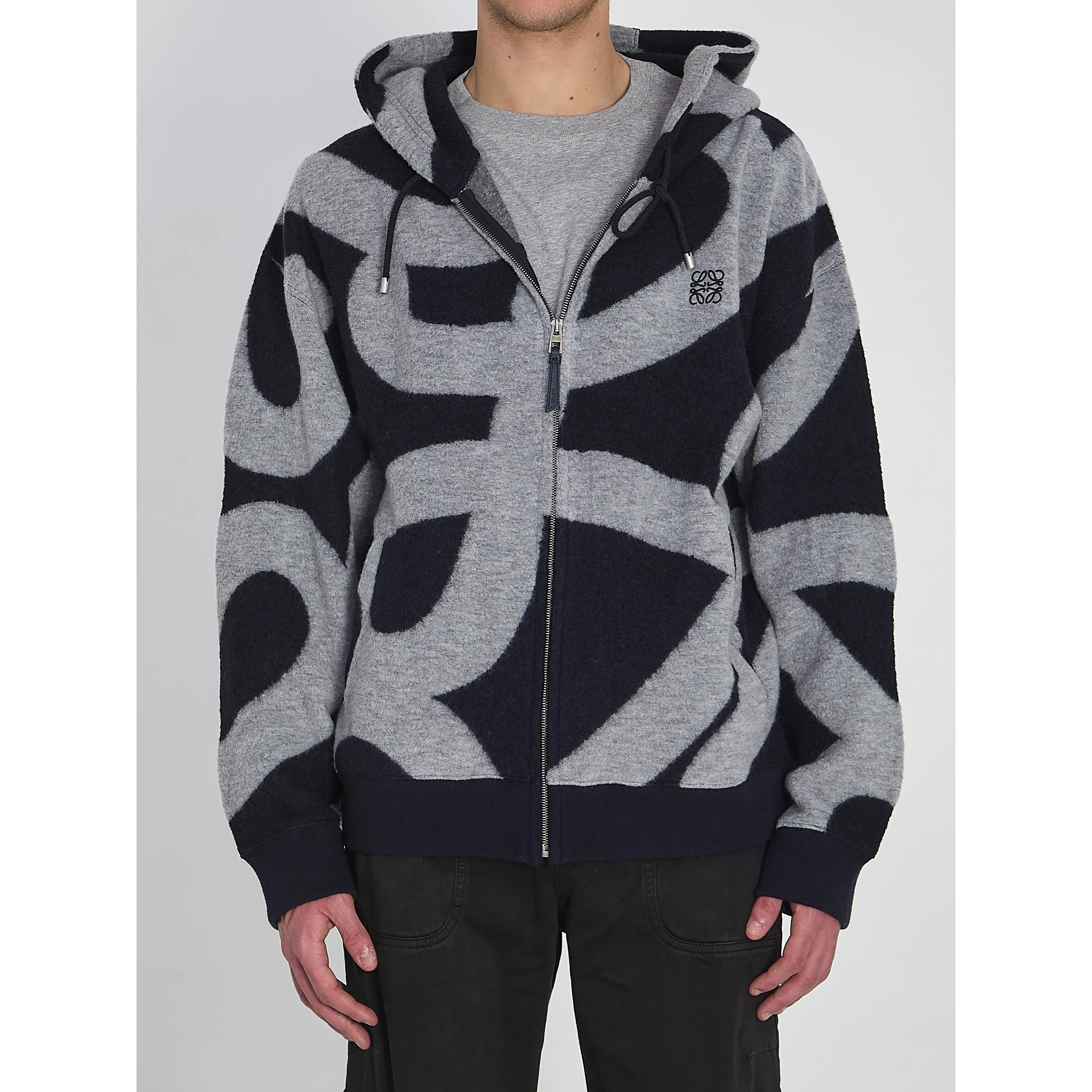 Wool and cotton hoodie