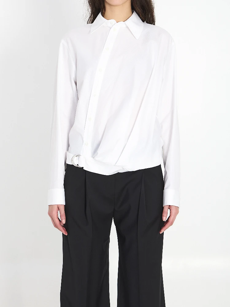 Cotton shirt with draping