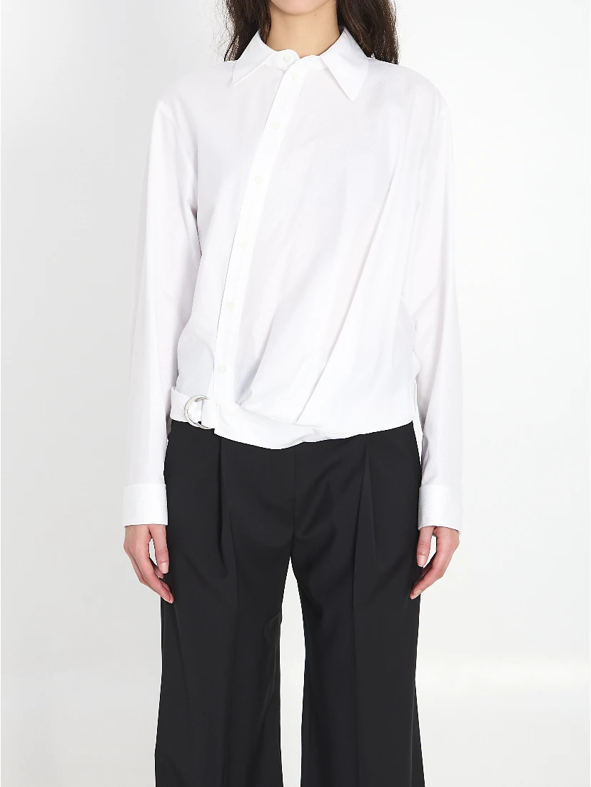 Cotton shirt with draping