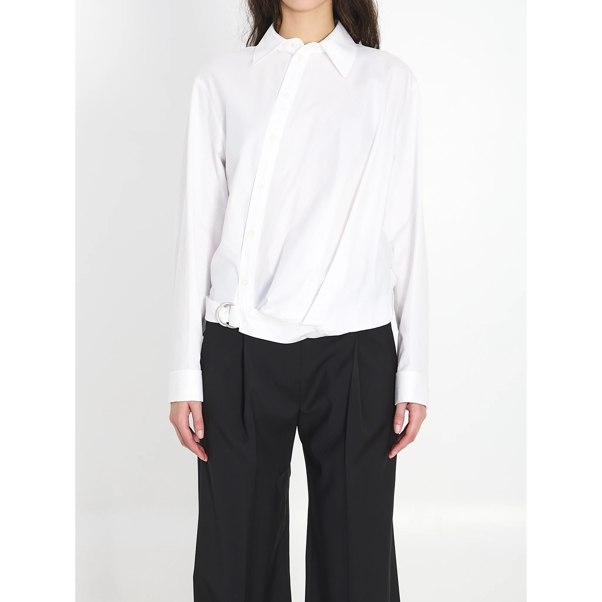 Cotton shirt with draping