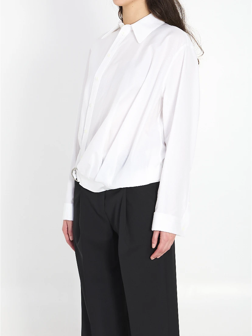 Cotton shirt with draping