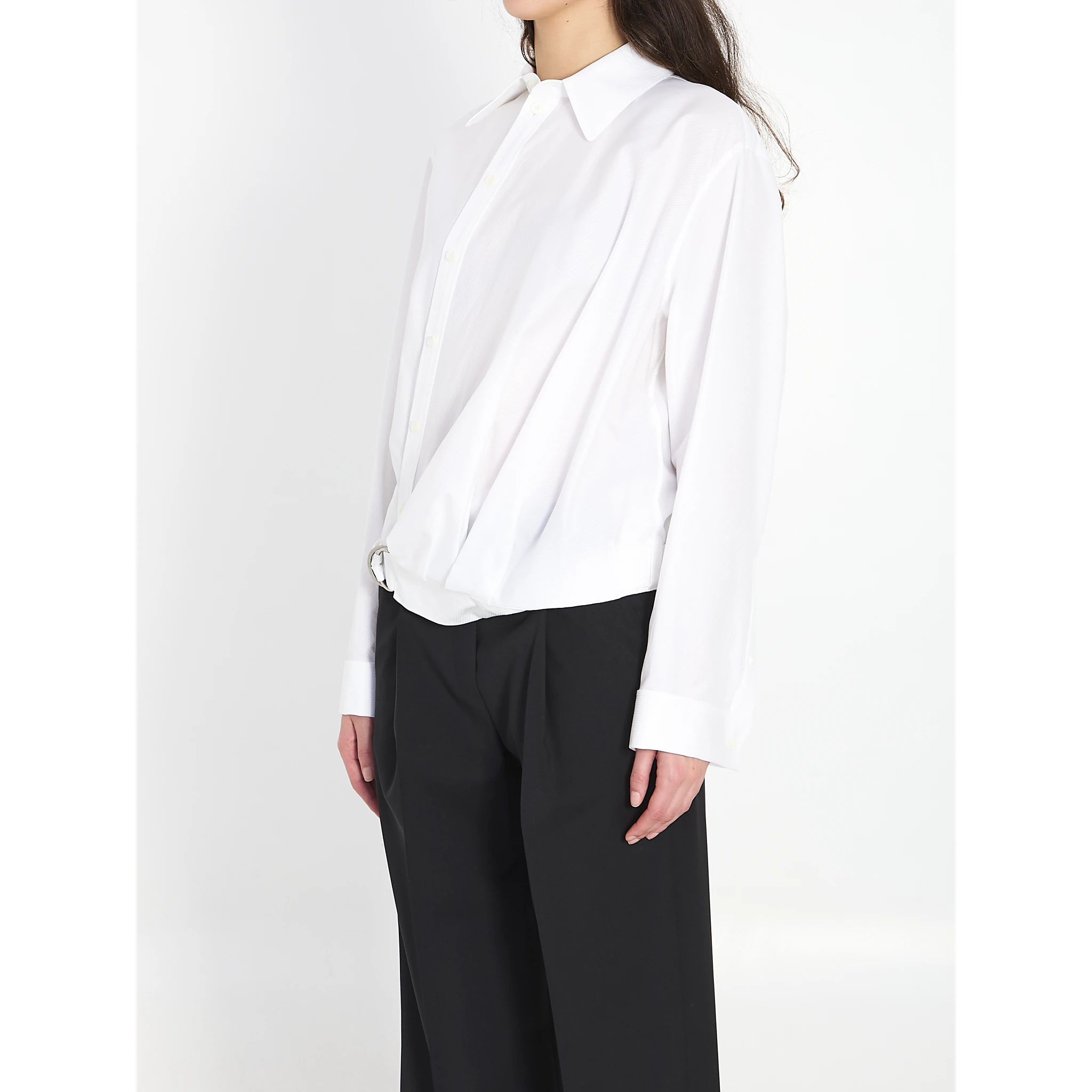 Cotton shirt with draping