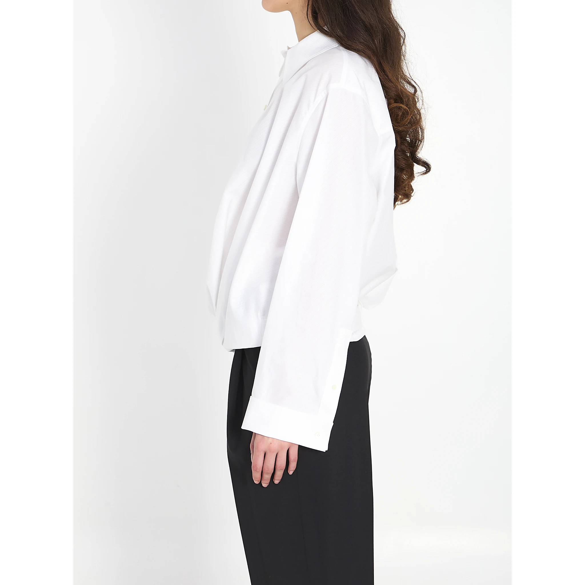 Cotton shirt with draping