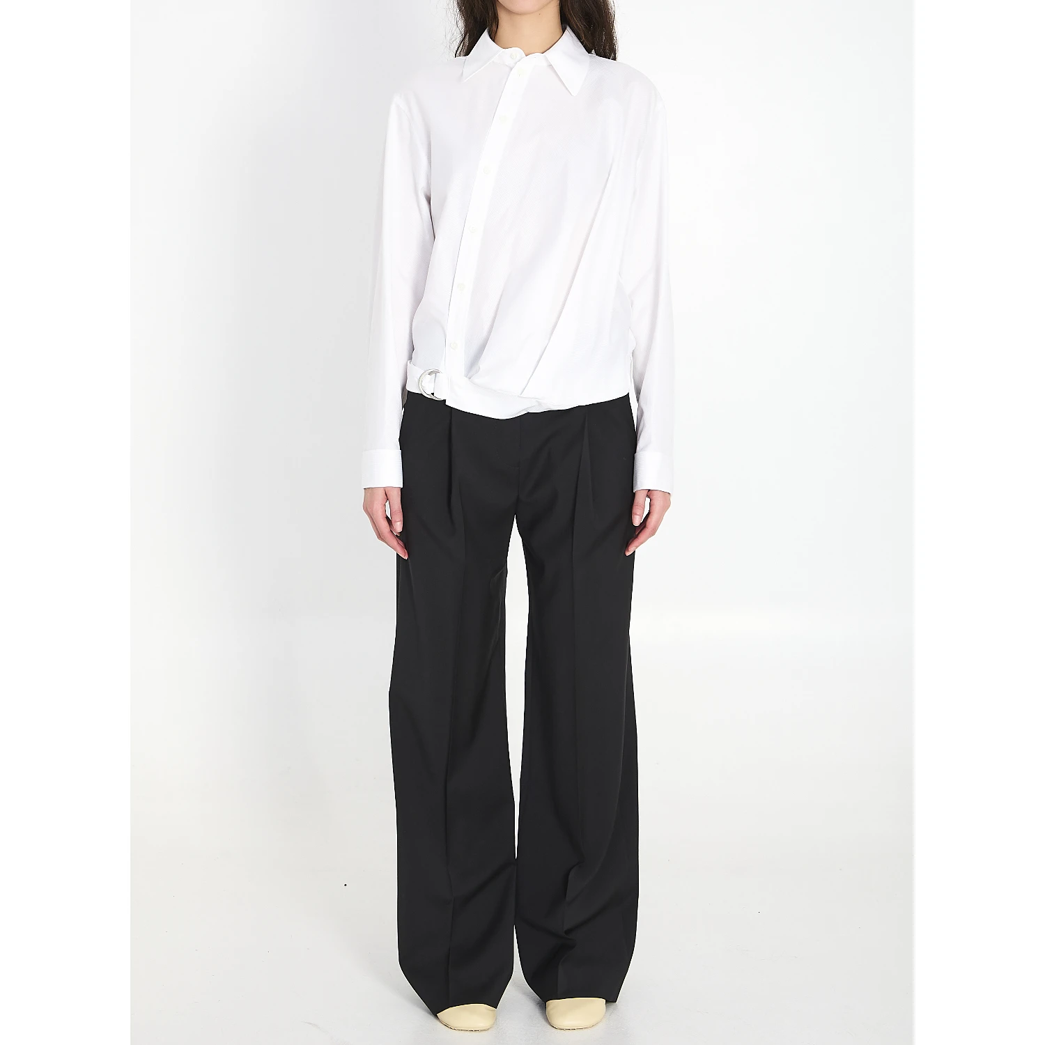 Cotton shirt with draping