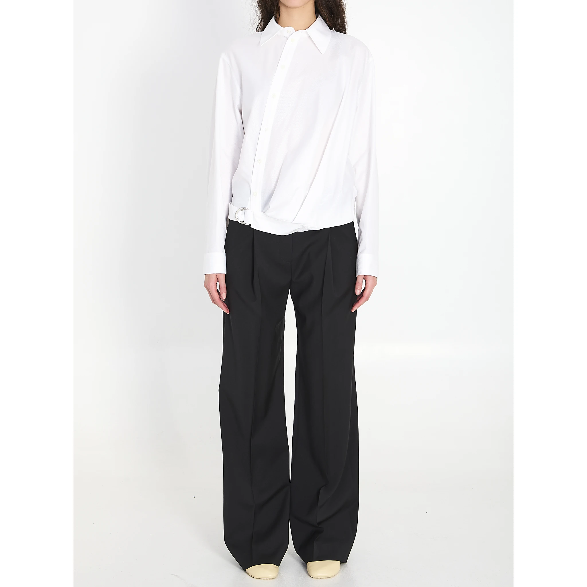 Cotton shirt with draping