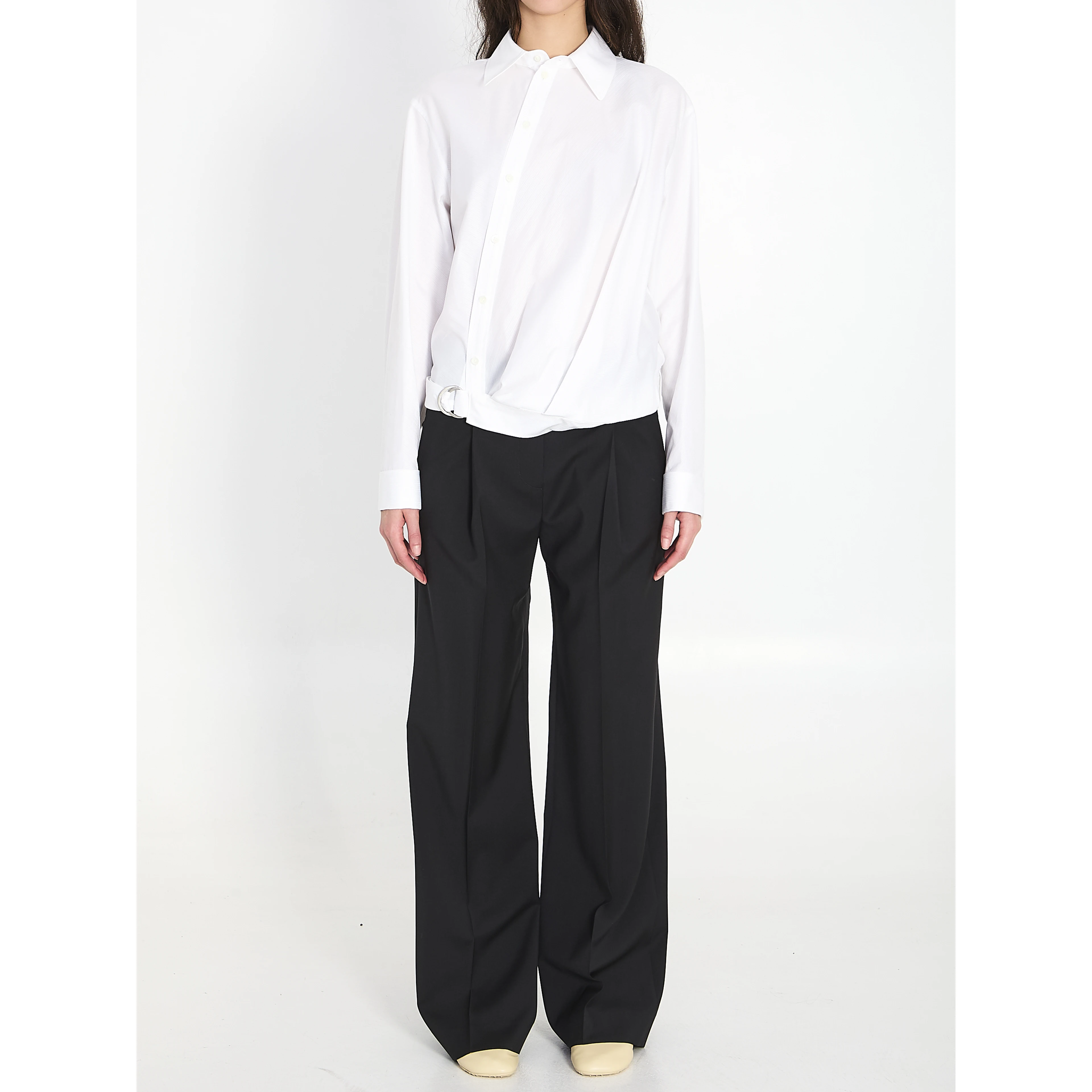 Cotton shirt with draping