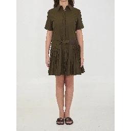 Mini pleated shirt dress
