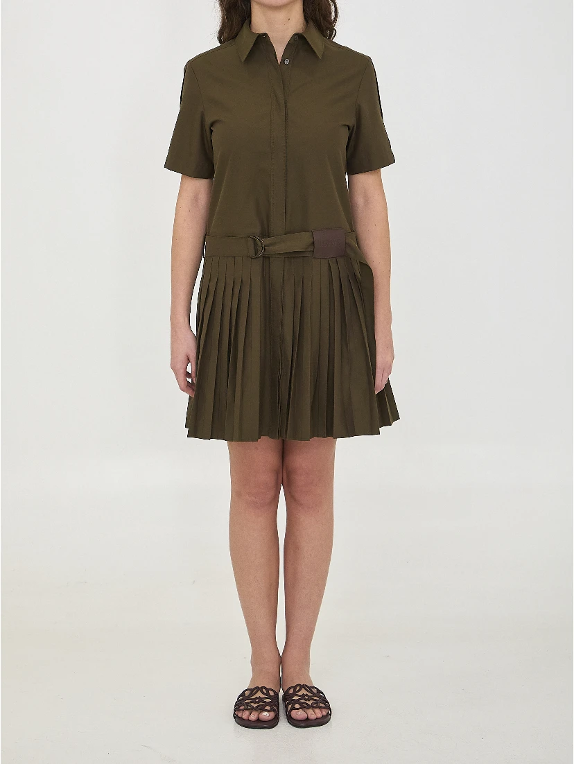 Mini pleated shirt dress
