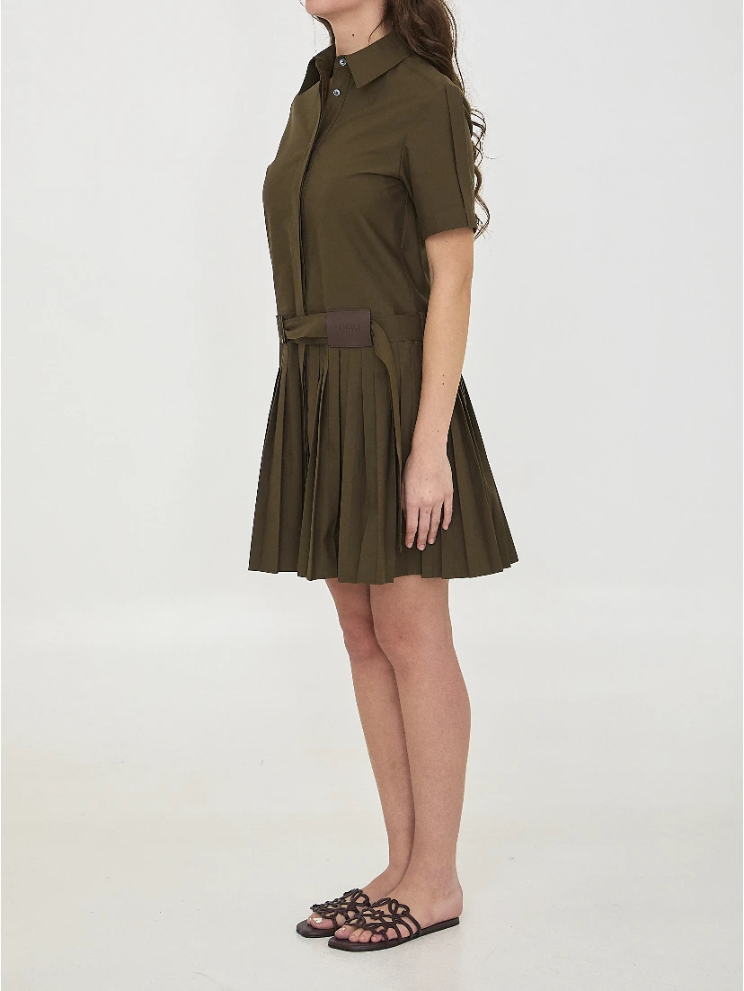 Mini pleated shirt dress