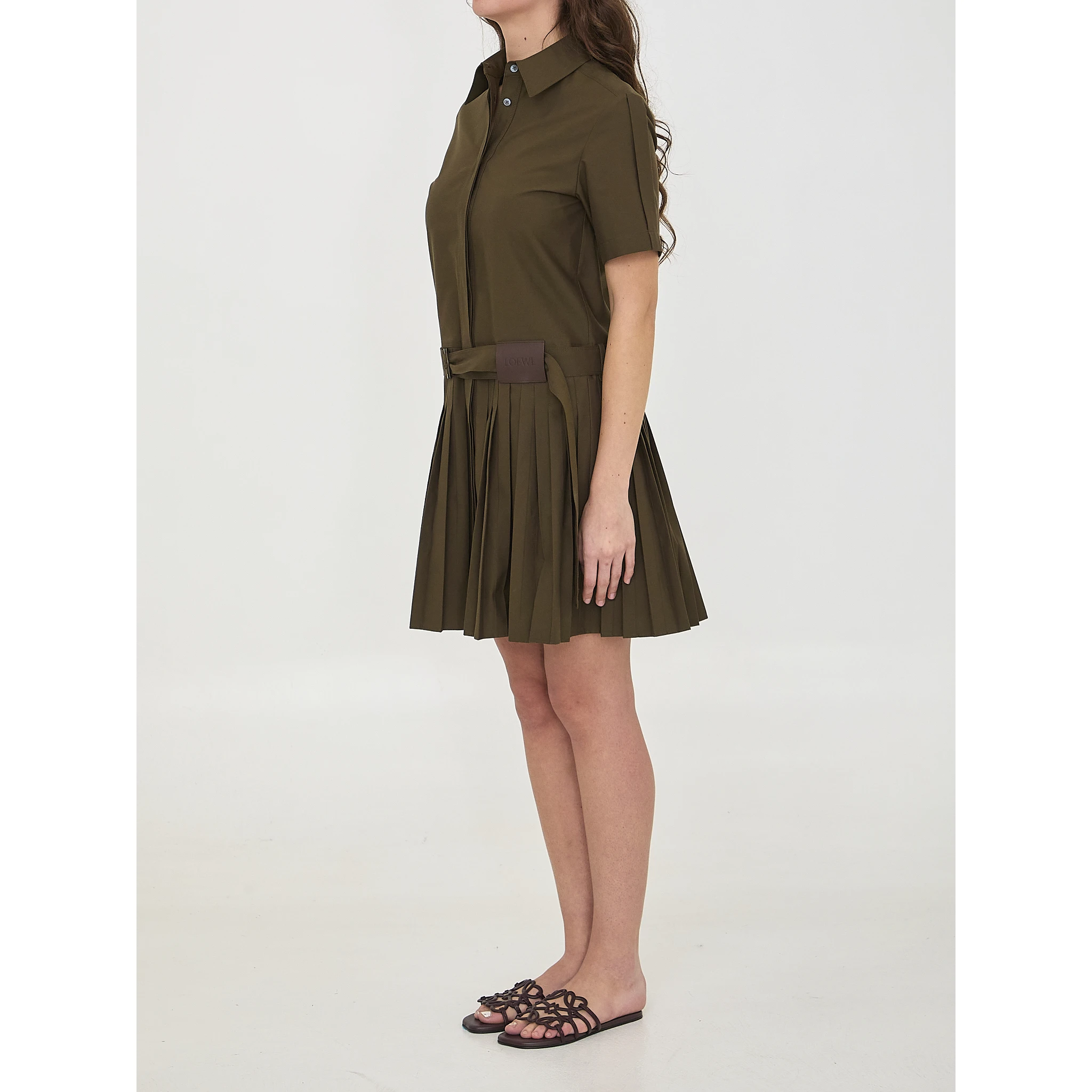 Mini pleated shirt dress