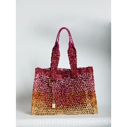 East-West Summer Banana raffia tote bag