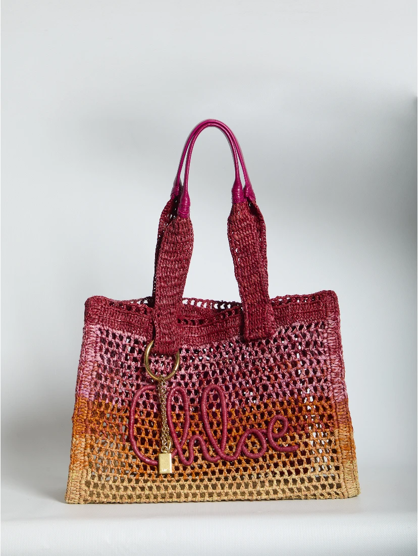 East-West Summer Banana raffia tote bag