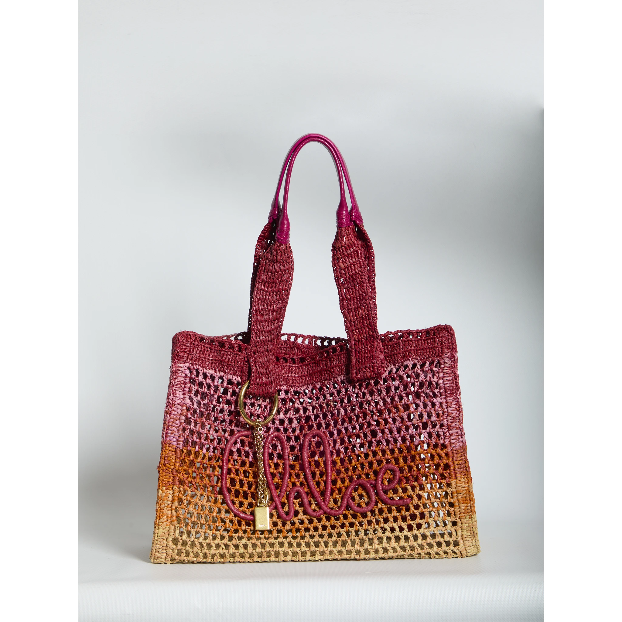 East-West Summer Banana raffia tote bag