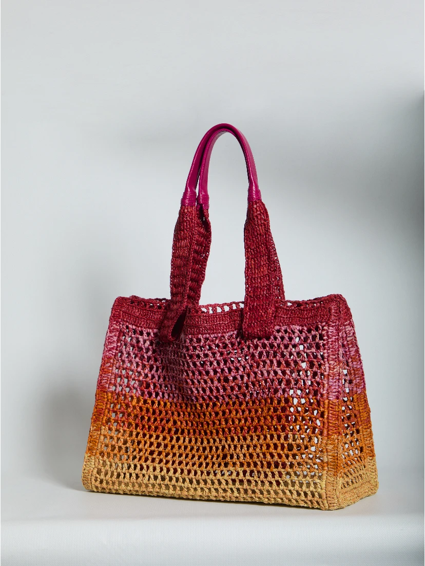 East-West Summer Banana raffia tote bag