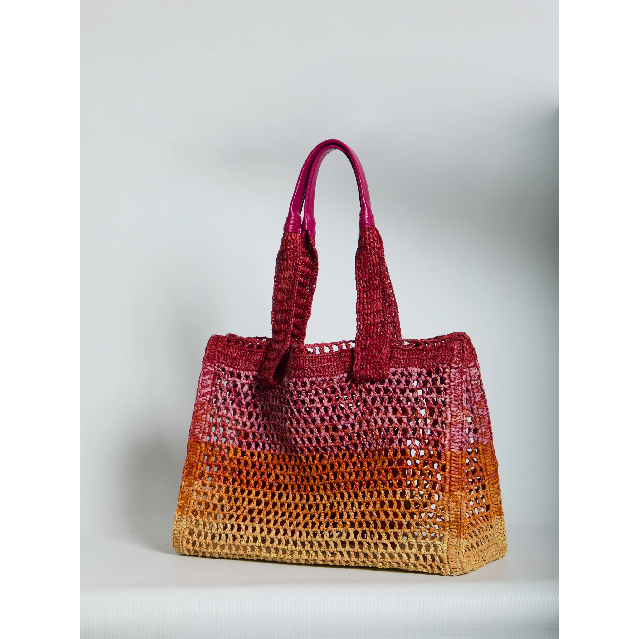 East-West Summer Banana raffia tote bag