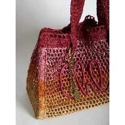 East-West Summer Banana raffia tote bag