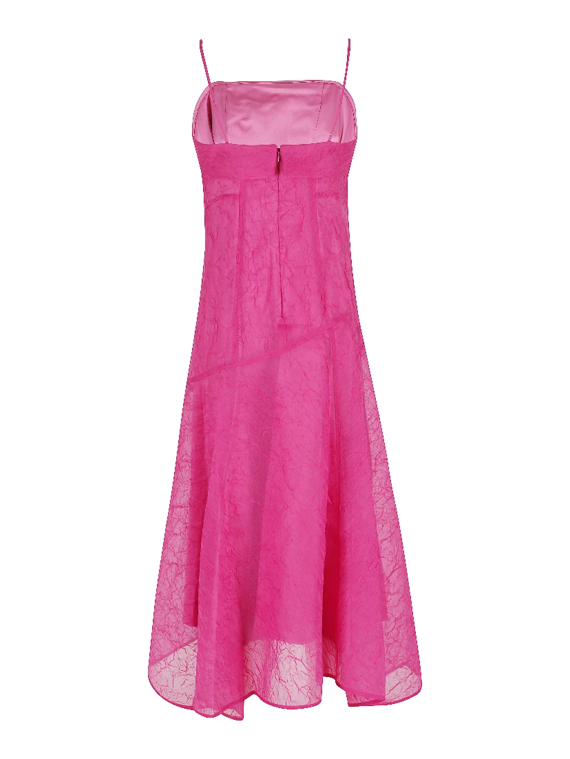 SHIBORI ORGANZA LONG ASYMMETRIC DRESS