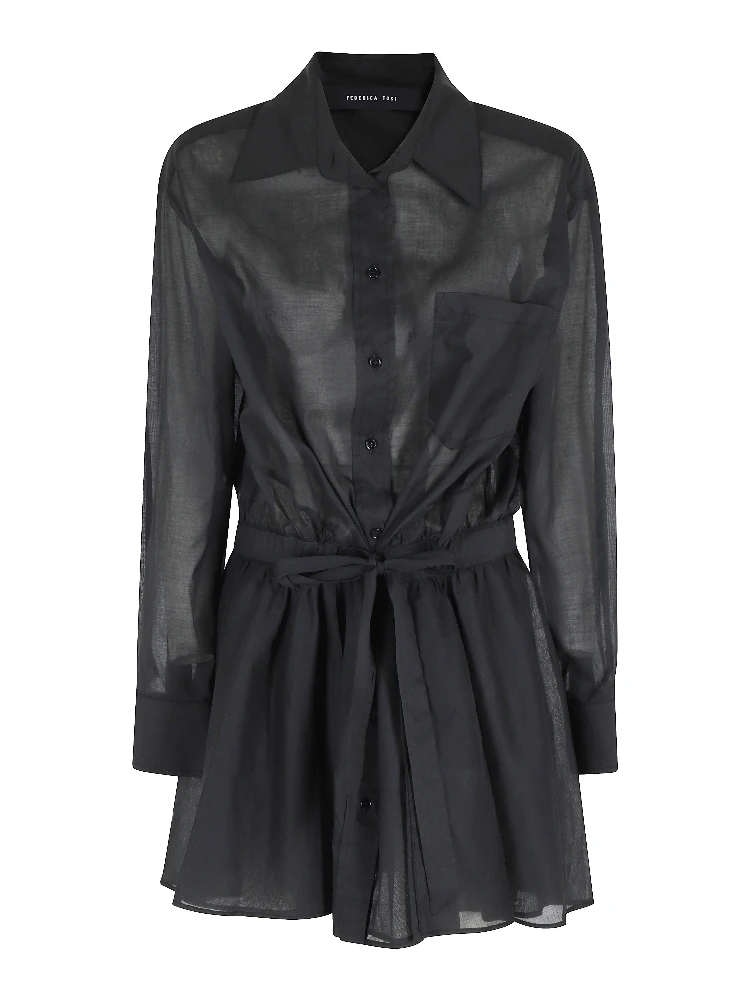 ABITO CORTO ALLACCIATURA A CAMICIA  IN MUSSOLA DI COTONE