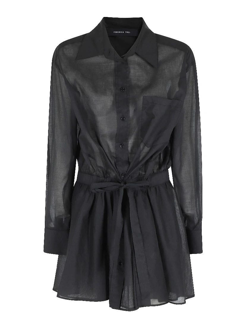 ABITO CORTO ALLACCIATURA A CAMICIA  IN MUSSOLA DI COTONE