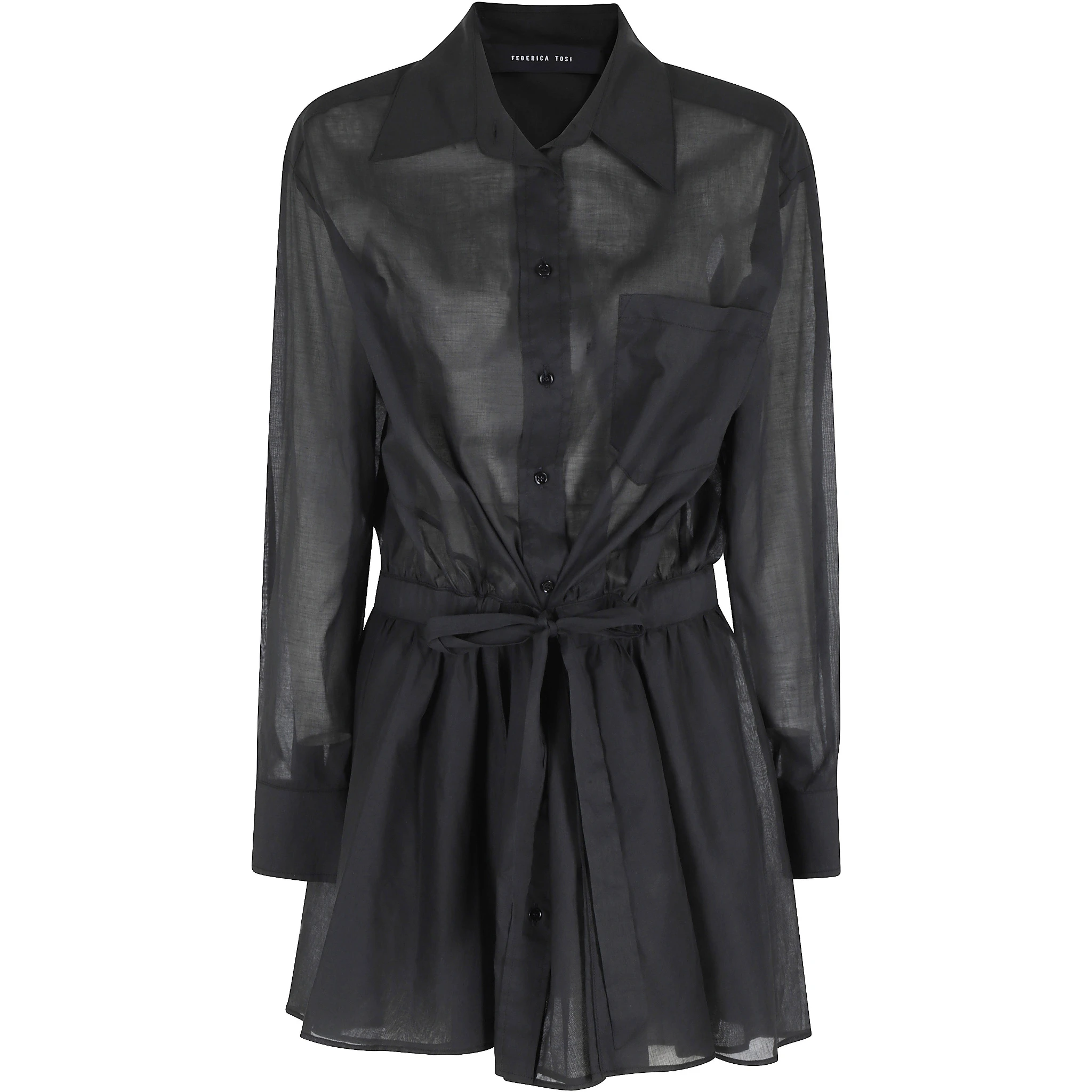 ABITO CORTO ALLACCIATURA A CAMICIA  IN MUSSOLA DI COTONE