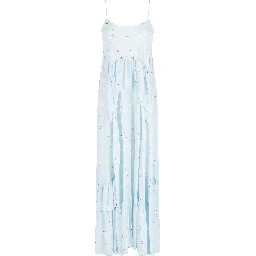 POODLE PRINT RUFFLED MAXI DRESS