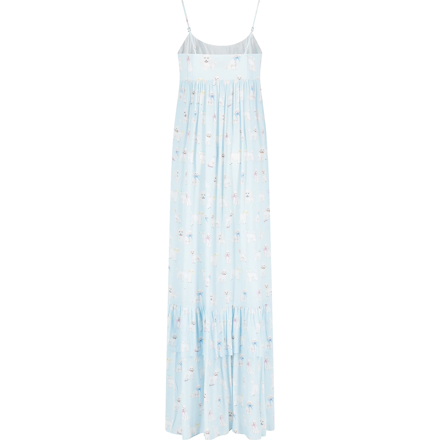 POODLE PRINT RUFFLED MAXI DRESS