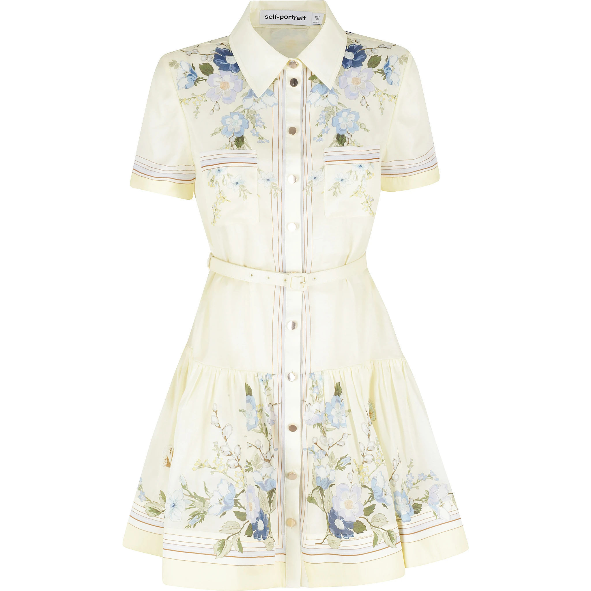 YELLOW FLORAL ORGANZA MINI DRESS