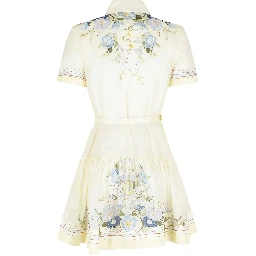 YELLOW FLORAL ORGANZA MINI DRESS