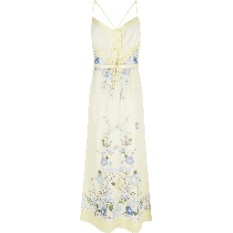 YELLOW FLORAL SILK MIDI DRESS