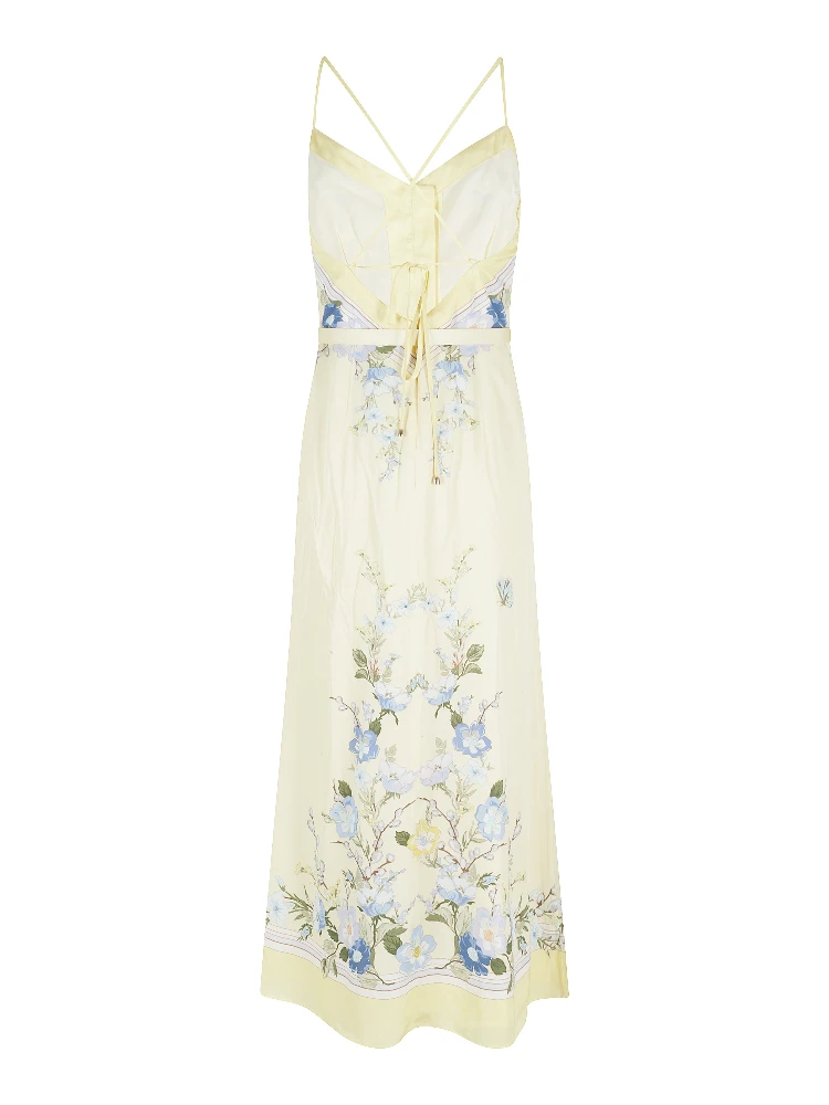 YELLOW FLORAL SILK MIDI DRESS alternative