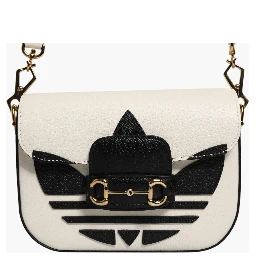 Gucci x Adidas Horsebit 1955 White Black Calfskin Leather Shoulder Bag