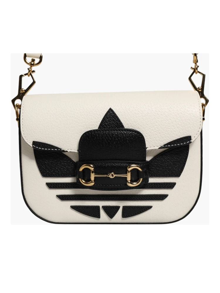 Gucci x Adidas Horsebit 1955 White Black Calfskin Leather Shoulder Bag
