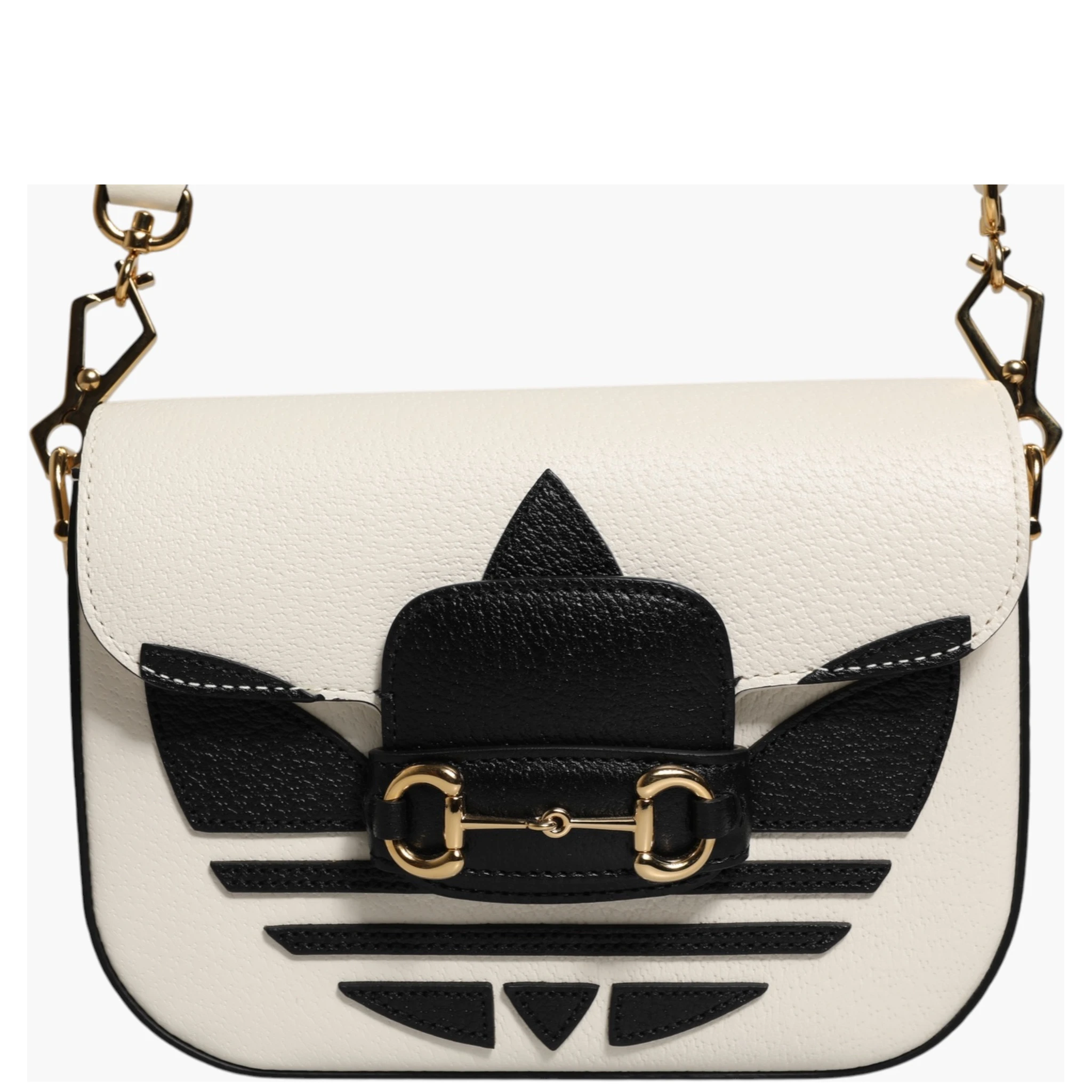 Gucci x Adidas Horsebit 1955 White Black Calfskin Leather Shoulder Bag