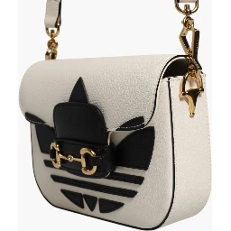 Gucci x Adidas Horsebit 1955 White Black Calfskin Leather Shoulder Bag