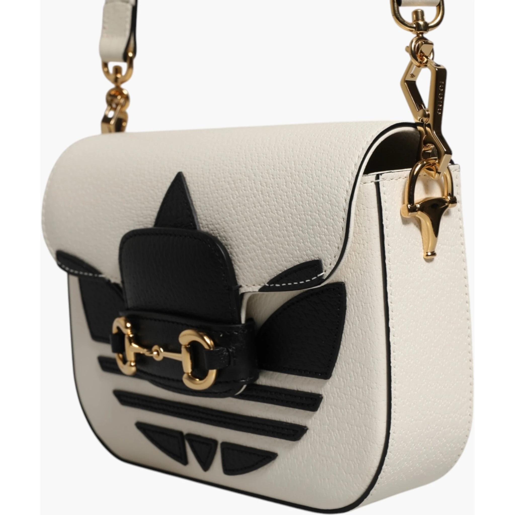 Gucci x Adidas Horsebit 1955 White Black Calfskin Leather Shoulder Bag