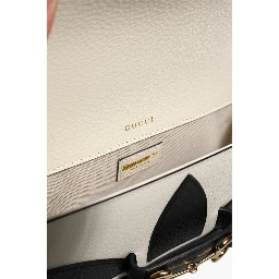 Gucci x Adidas Horsebit 1955 White Black Calfskin Leather Shoulder Bag