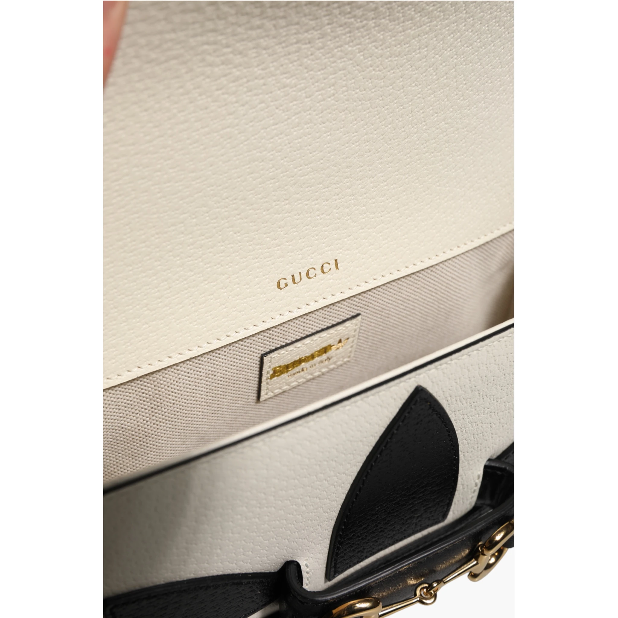 Gucci x Adidas Horsebit 1955 White Black Calfskin Leather Shoulder Bag