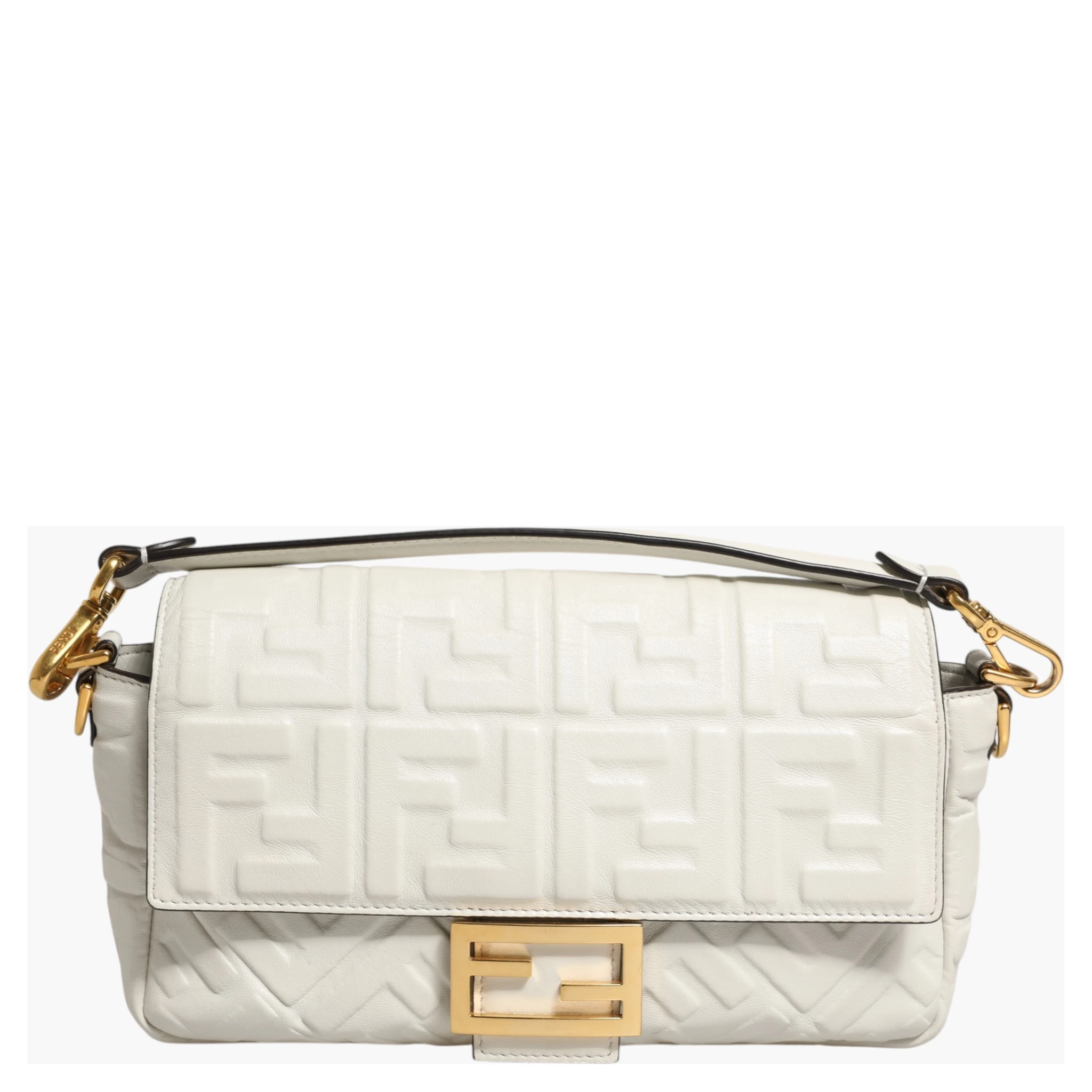 FF Embossed Baguette Nappa Leather Bag