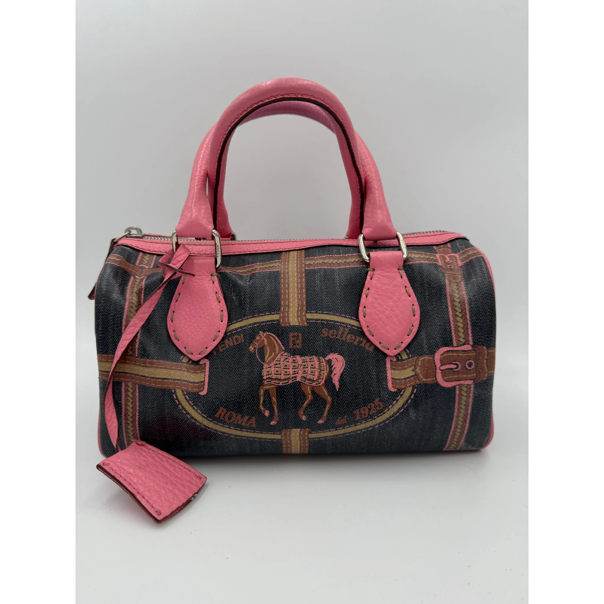 FENDI Bauletto Canvas Selleria Handbag