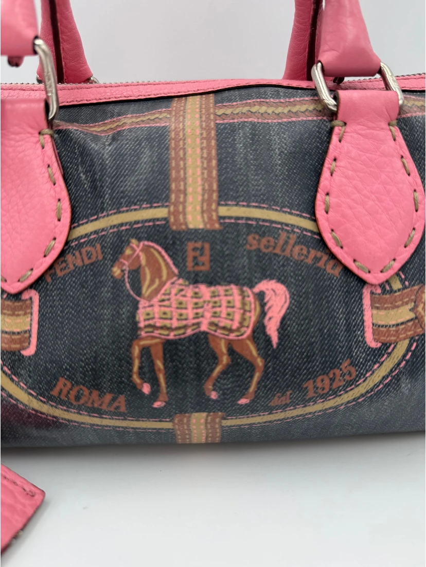 FENDI Bauletto Canvas Selleria Handbag