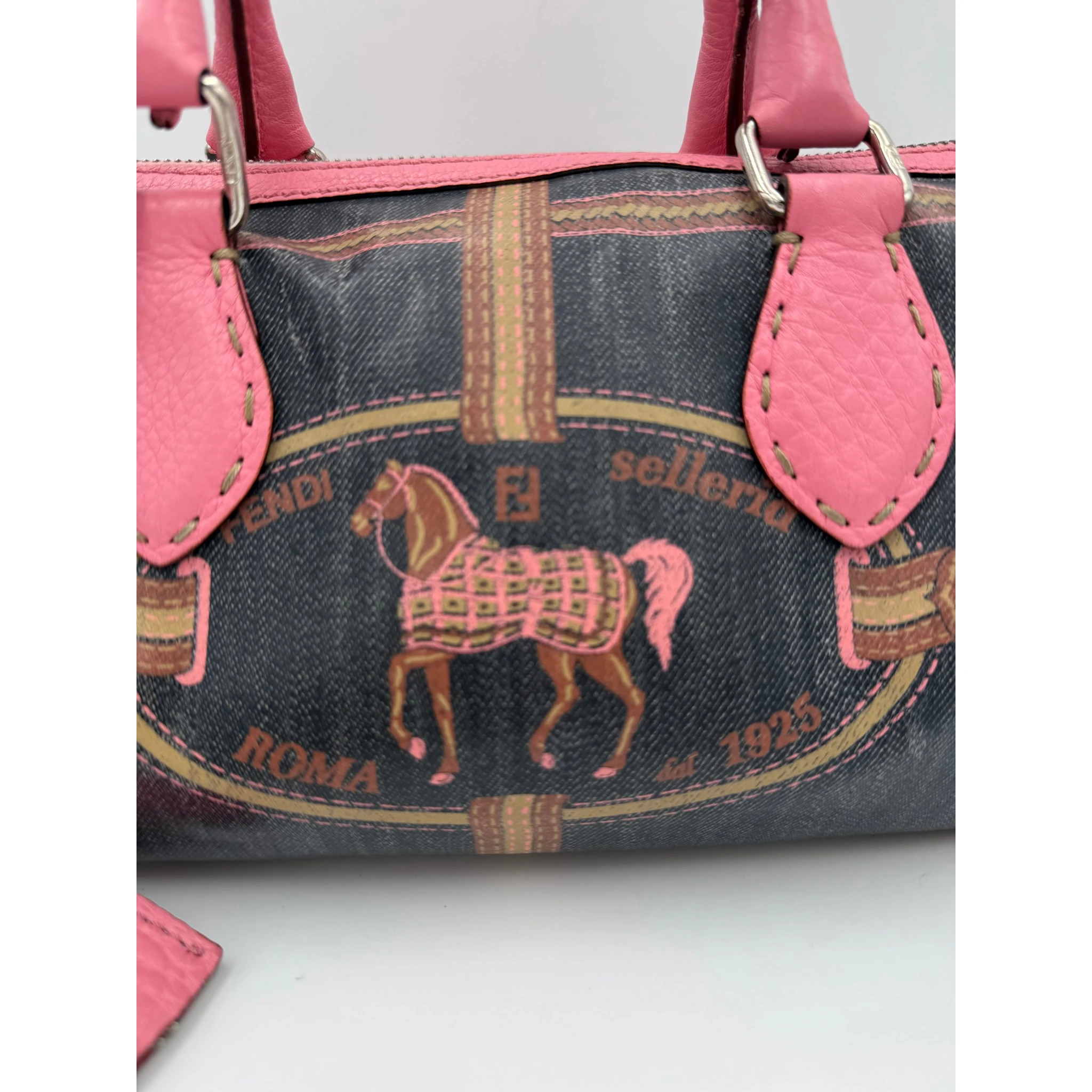 FENDI Bauletto Canvas Selleria Handbag