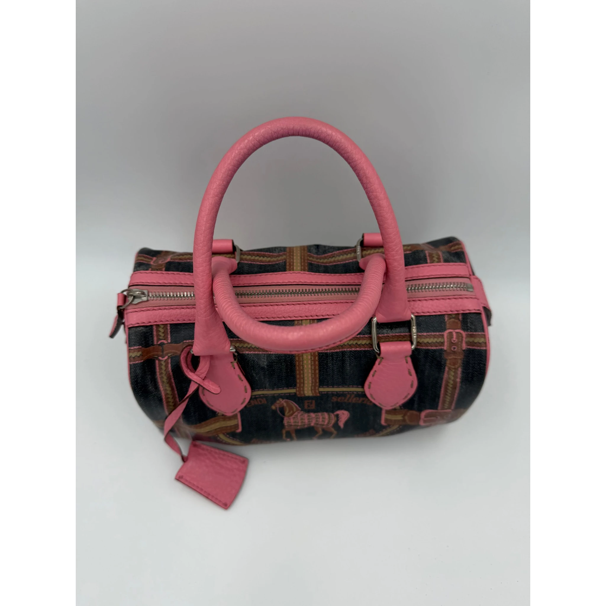 FENDI Bauletto Canvas Selleria Handbag