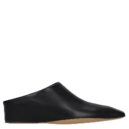 Black Leather Slippers